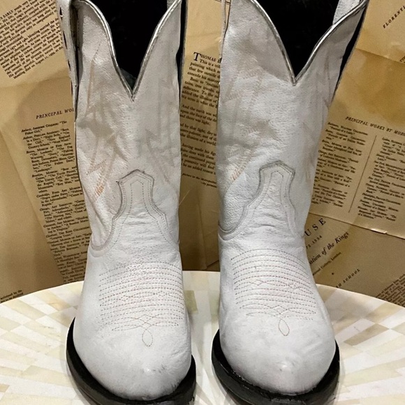 Free People Mexicana Lightning Strikes Western Boot White Distressed - Picture 5 of 11